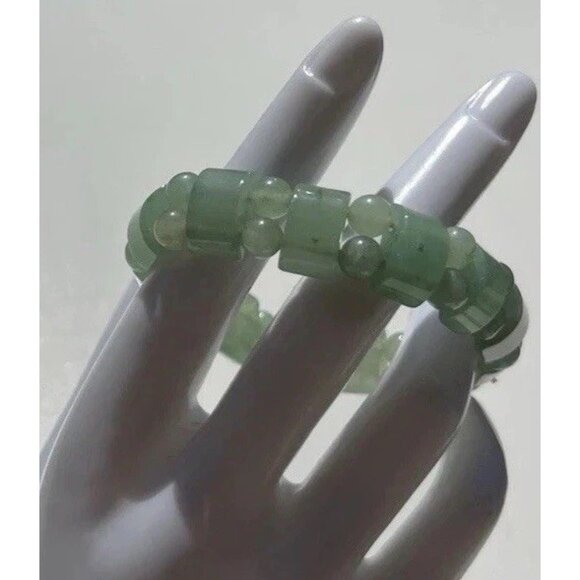 Vintage Green Jade Aventurine Multi Beads Beaded Bracelet Women’s Sz 7 - Picture 3 of 13